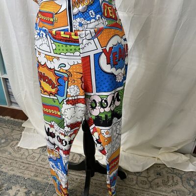 GearBunch Colorful Comic Book Sayings Leggings Size XXL Four-Way Stretch